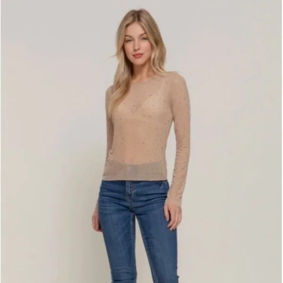 CLEAR OUT!!!! Sheer Rhinestone Top - Picture 2 of 6